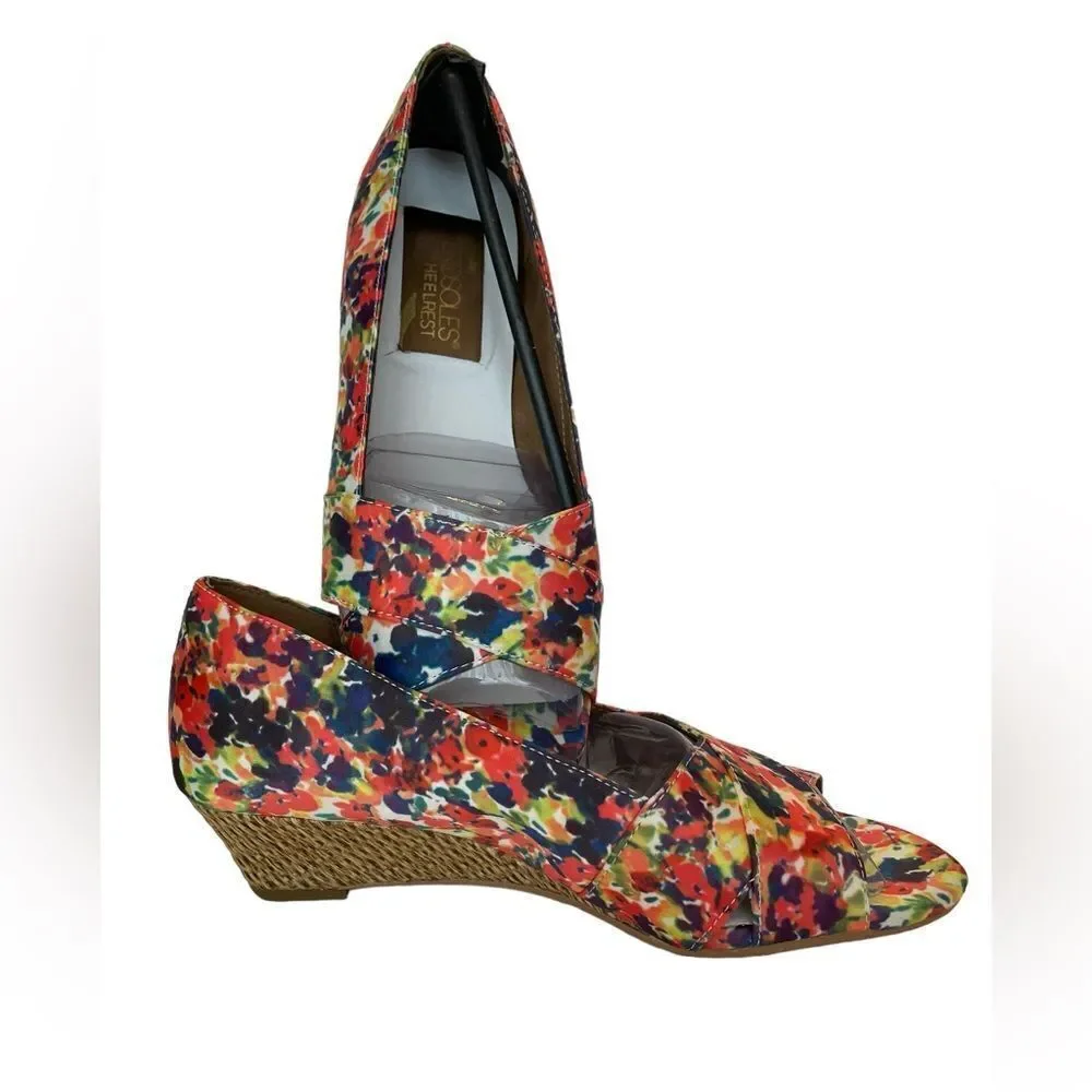 AEROSOLES SHIPMATES FLORAL WEDGE, sz 7.5‎